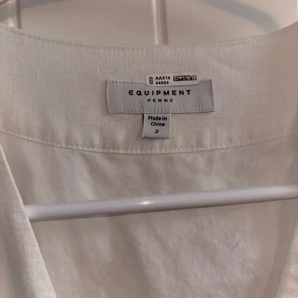 Equipment White Short-Sleeve Shirt Mini Dress with Tie Waist - Picture 4 of 8